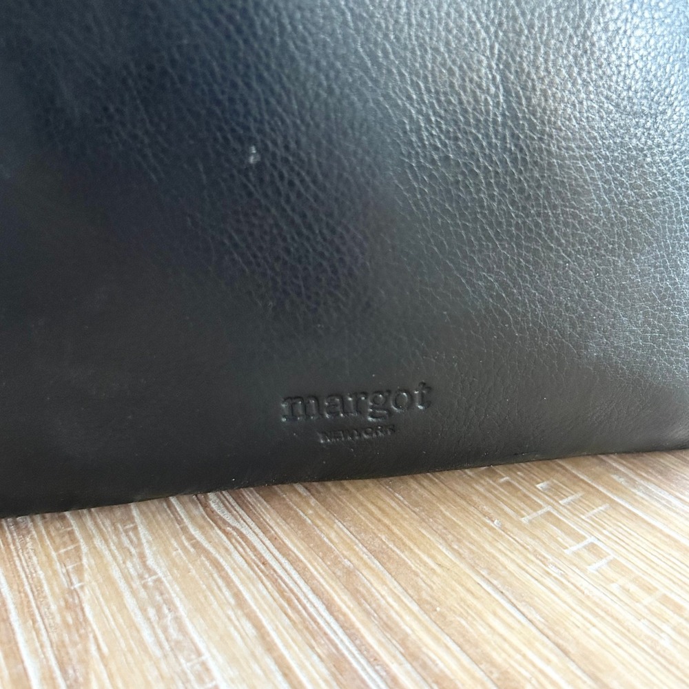 Margot New York Anna Black Pebbled Leather Handle/Crossbody Bag Tote Zip Top - Picture 4 of 8